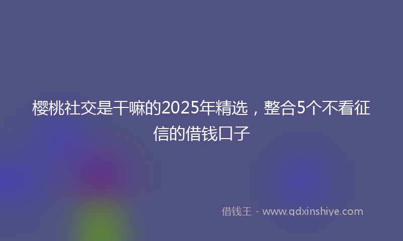 樱桃社交是干嘛的2025年精选，整合5个不看征信的借钱口子