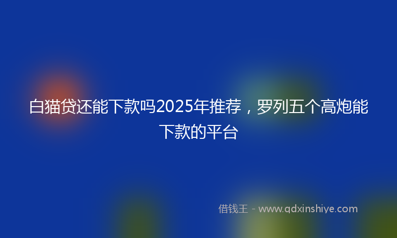 白猫贷还能下款吗2025年推荐，罗列五个高炮能下款的平台