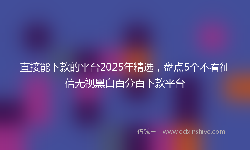 直接能下款的平台2025年精选，盘点5个不看征信无视黑白百分百下款平台