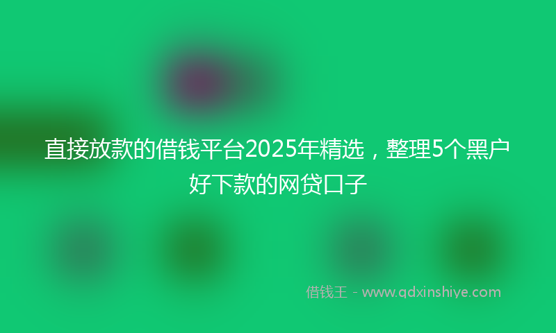 直接放款的借钱平台2025年精选，整理5个黑户好下款的网贷口子