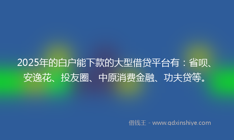 2025年的白户能下款的大型借贷平台有：省呗、安逸花、投友圈、中原消费金融、功夫贷等。