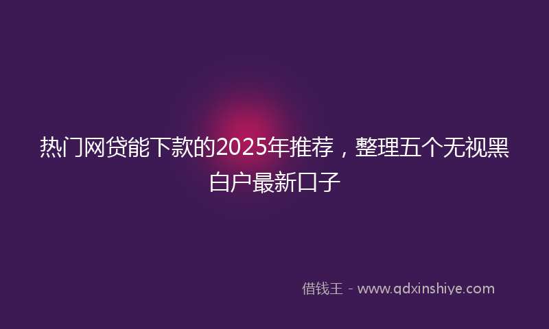 热门网贷能下款的2025年推荐，整理五个无视黑白户最新口子