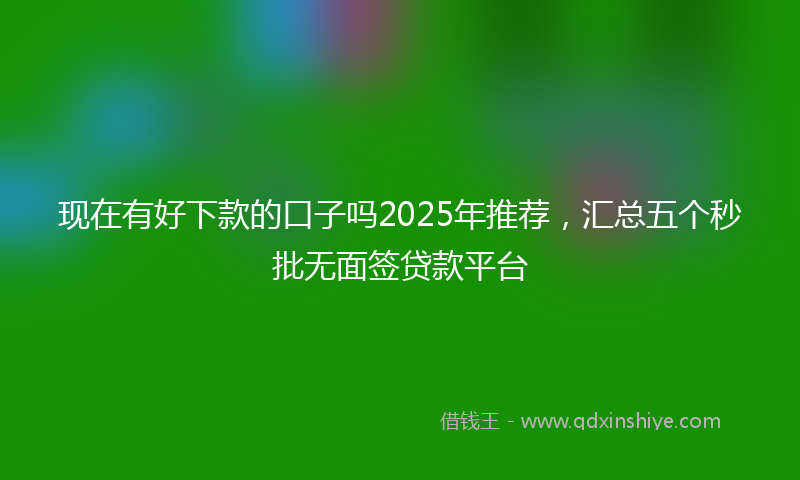 现在有好下款的口子吗2025年推荐，汇总五个秒批无面签贷款平台