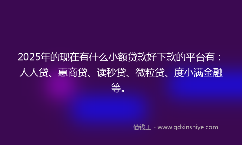 2025年的现在有什么小额贷款好下款的平台有：人人贷、惠商贷、读秒贷、微粒贷、度小满金融等。