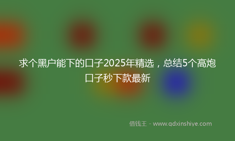 求个黑户能下的口子2025年精选，总结5个高炮口子秒下款最新