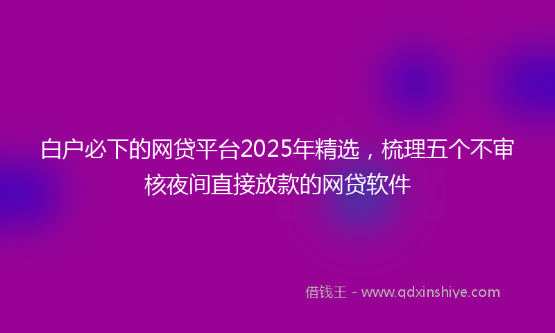 白户必下的网贷平台2025年精选，梳理五个不审核夜间直接放款的网贷软件