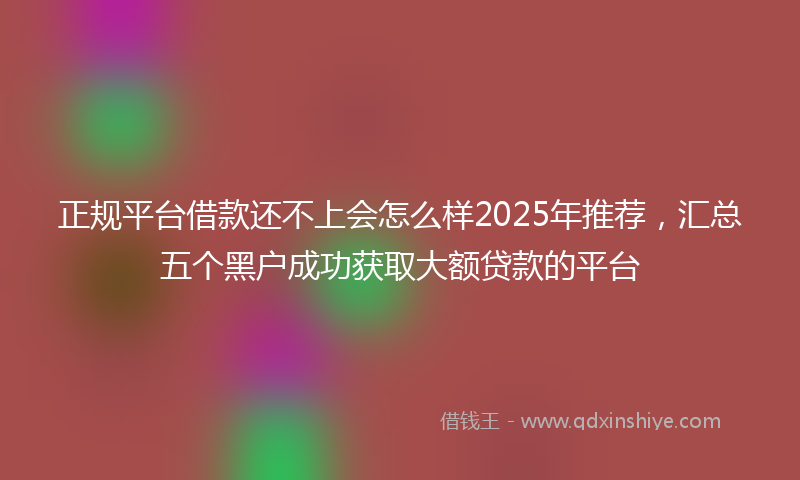 正规平台借款还不上会怎么样2025年推荐，汇总五个黑户成功获取大额贷款的平台