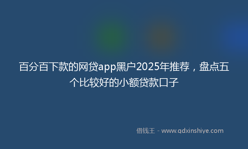 百分百下款的网贷app黑户2025年推荐，盘点五个比较好的小额贷款口子