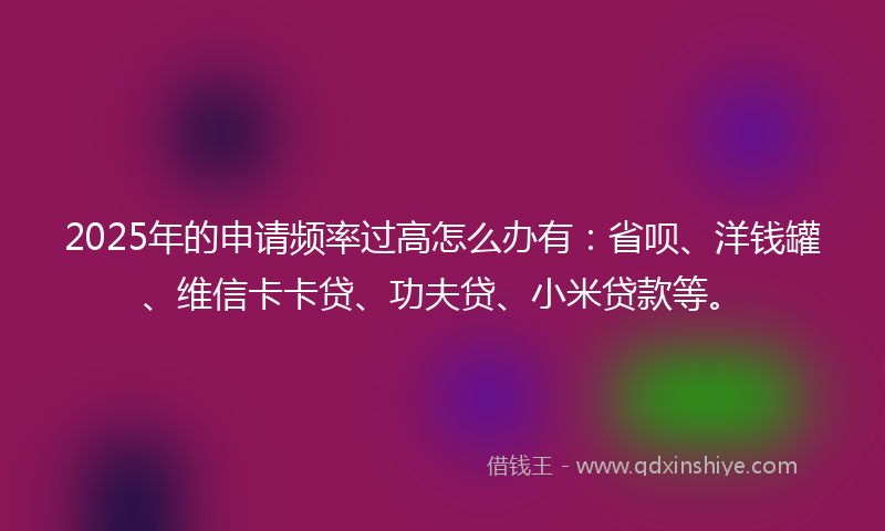 2025年的申请频率过高怎么办有：省呗、洋钱罐、维信卡卡贷、功夫贷、小米贷款等。