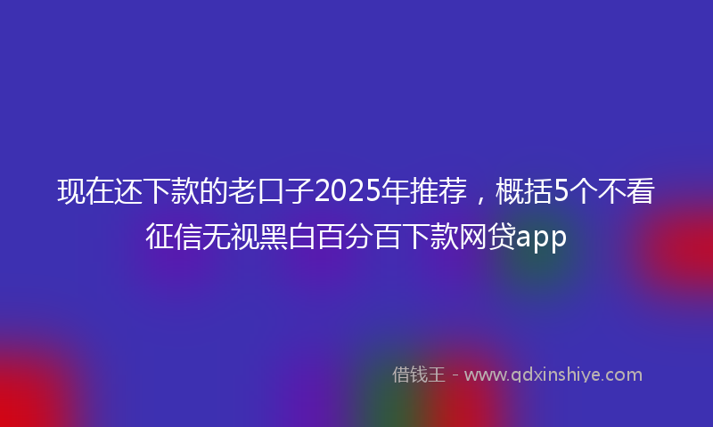 现在还下款的老口子2025年推荐，概括5个不看征信无视黑白百分百下款网贷app