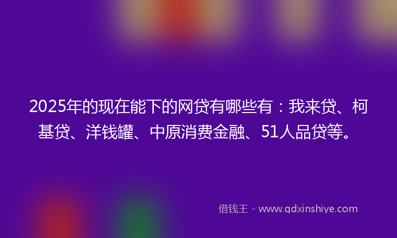 2025年的现在能下的网贷有哪些有：我来贷、柯基贷、洋钱罐、中原消费金融、51人品贷等。