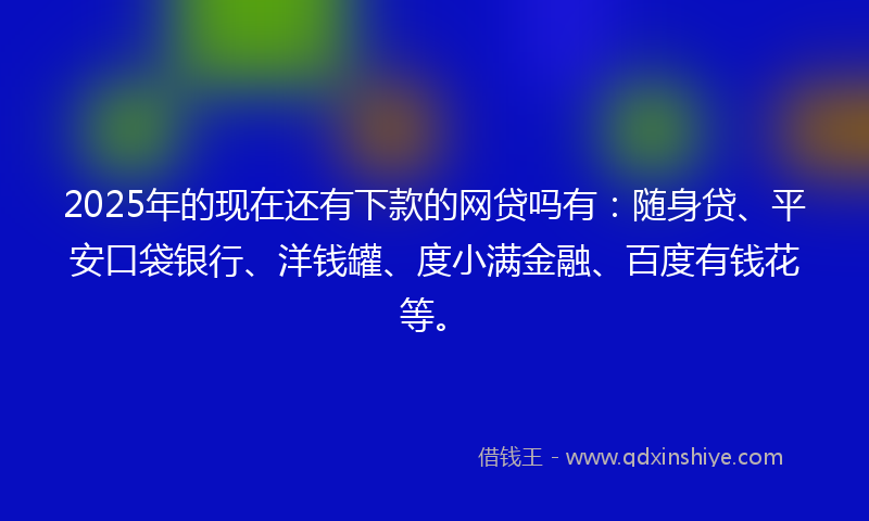 2025年的现在还有下款的网贷吗有：随身贷、平安口袋银行、洋钱罐、度小满金融、百度有钱花等。