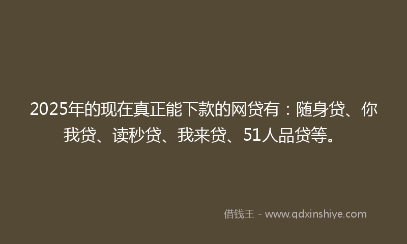 2025年的现在真正能下款的网贷有：随身贷、你我贷、读秒贷、我来贷、51人品贷等。