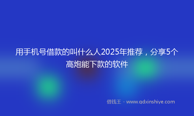 用手机号借款的叫什么人2025年推荐，分享5个高炮能下款的软件