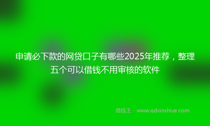 申请必下款的网贷口子有哪些2025年推荐，整理五个可以借钱不用审核的软件