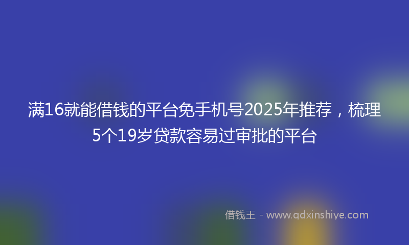 满16就能借钱的平台免手机号2025年推荐，梳理5个19岁贷款容易过审批的平台