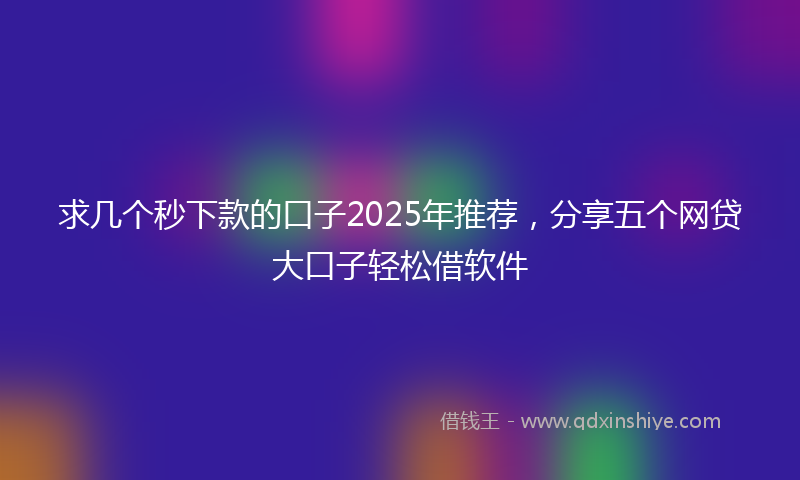 求几个秒下款的口子2025年推荐,分享五个网贷大口子轻松借软件