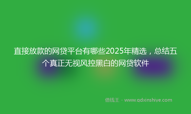 直接放款的网贷平台有哪些2025年精选，总结五个真正无视风控黑白的网贷软件