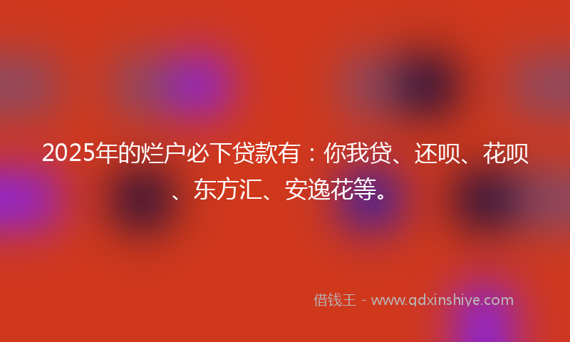 2025年的烂户必下贷款有：你我贷、还呗、花呗、东方汇、安逸花等。