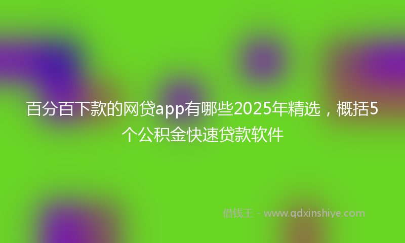 百分百下款的网贷app有哪些2025年精选，概括5个公积金快速贷款软件