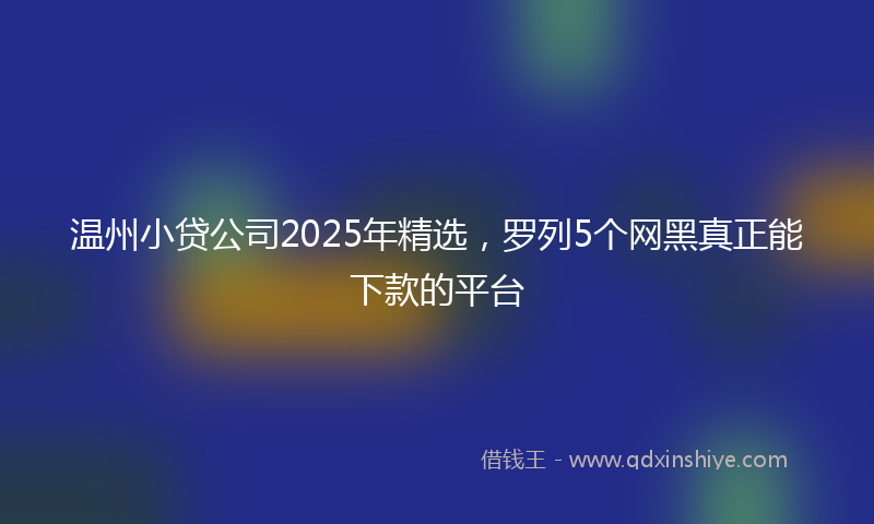 温州小贷公司2025年精选，罗列5个网黑真正能下款的平台