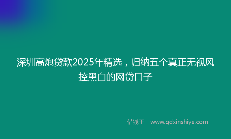 深圳高炮贷款2025年精选，归纳五个真正无视风控黑白的网贷口子