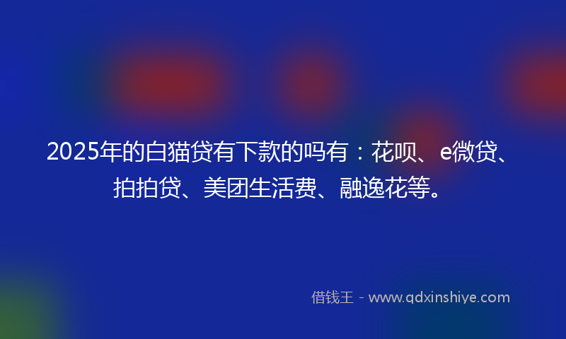2025年的白猫贷有下款的吗有：花呗、e微贷、拍拍贷、美团生活费、融逸花等。