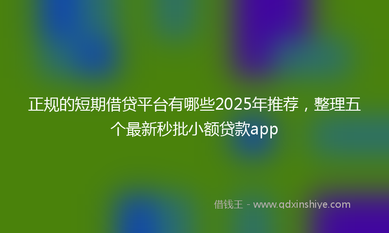 正规的短期借贷平台有哪些2025年推荐，整理五个最新秒批小额贷款app