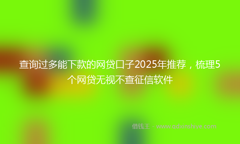查询过多能下款的网贷口子2025年推荐，梳理5个网贷无视不查征信软件