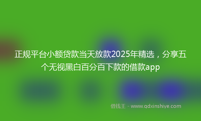 正规平台小额贷款当天放款2025年精选，分享五个无视黑白百分百下款的借款app