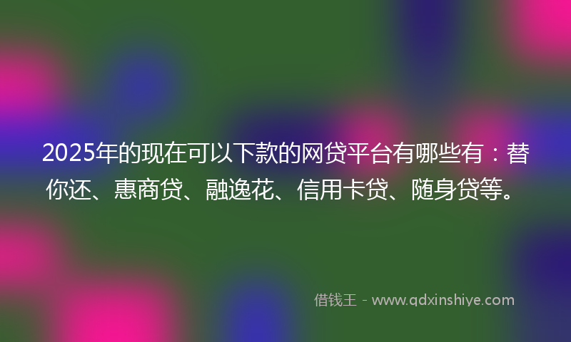 2025年的现在可以下款的网贷平台有哪些有：替你还、惠商贷、融逸花、信用卡贷、随身贷等。