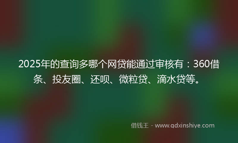 2025年的查询多哪个网贷能通过审核有：360借条、投友圈、还呗、微粒贷、滴水贷等。