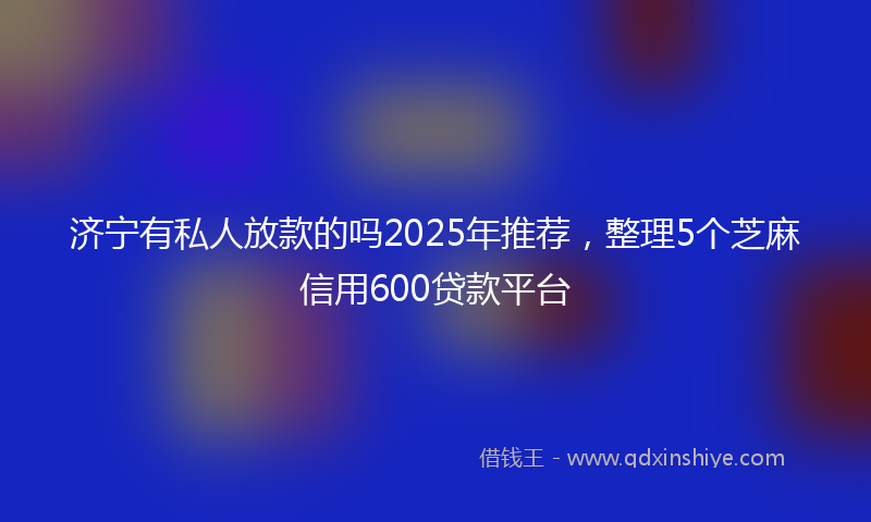 济宁有私人放款的吗2025年推荐，整理5个芝麻信用600贷款平台