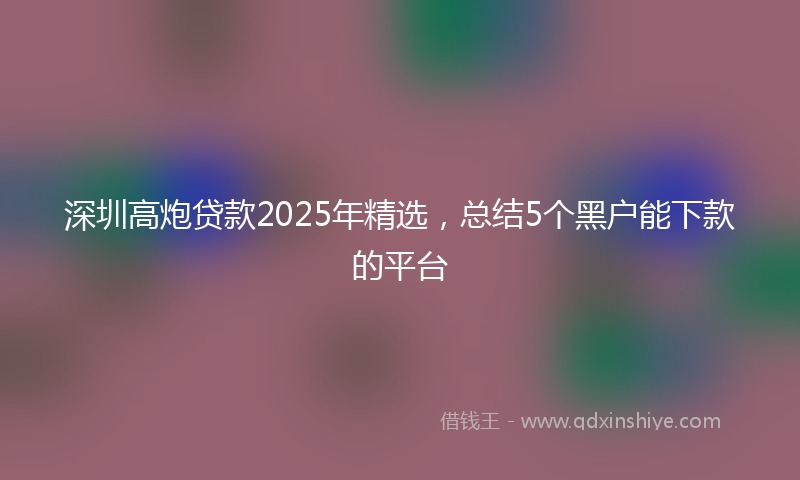 深圳高炮贷款2025年精选，总结5个黑户能下款的平台