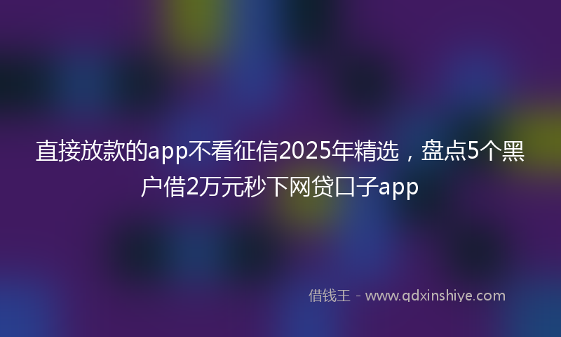 直接放款的app不看征信2025年精选，盘点5个黑户借2万元秒下网贷口子app