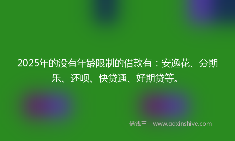 2025年的没有年龄限制的借款有：安逸花、分期乐、还呗、快贷通、好期贷等。