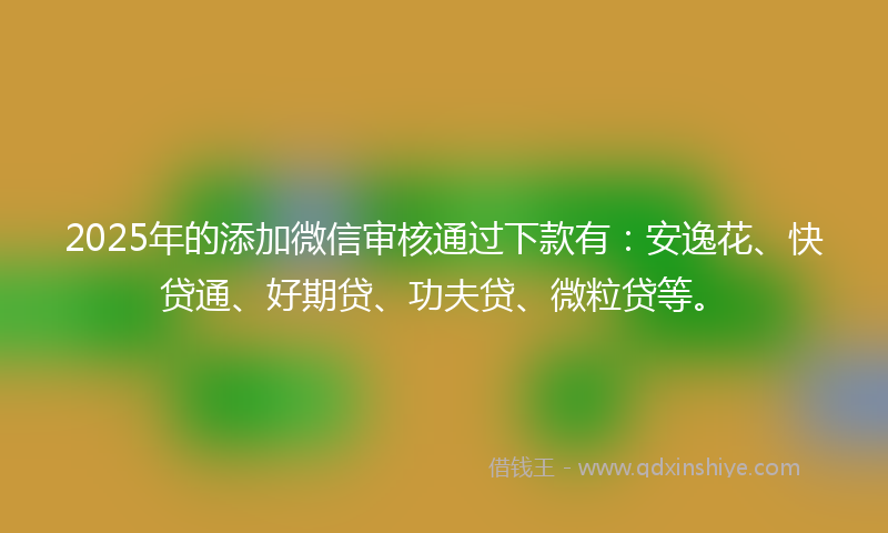 2025年的添加微信审核通过下款有：安逸花、快贷通、好期贷、功夫贷、微粒贷等。