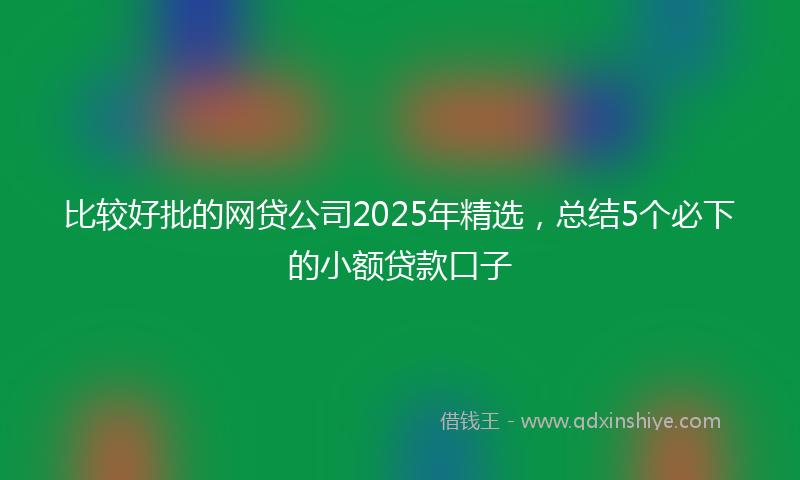 比较好批的网贷公司2025年精选，总结5个必下的小额贷款口子