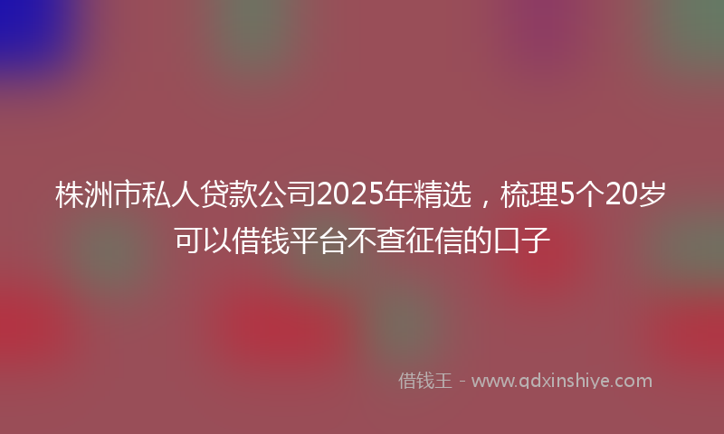 株洲市私人贷款公司2025年精选，梳理5个20岁可以借钱平台不查征信的口子