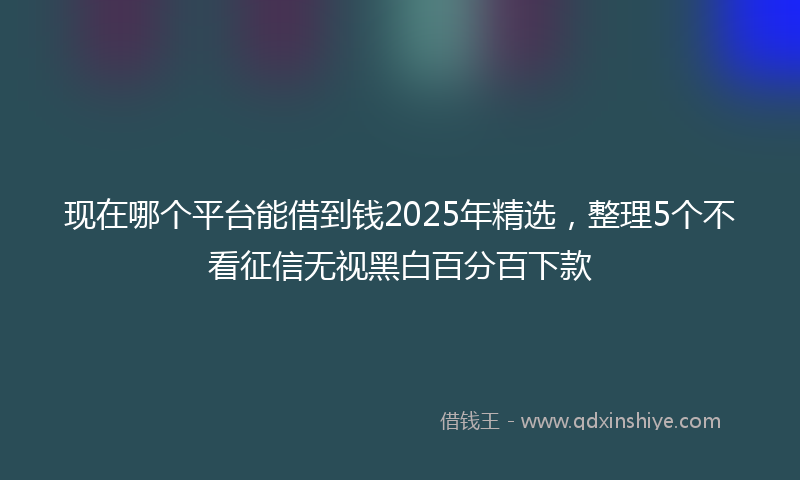 现在哪个平台能借到钱2025年精选，整理5个不看征信无视黑白百分百下款