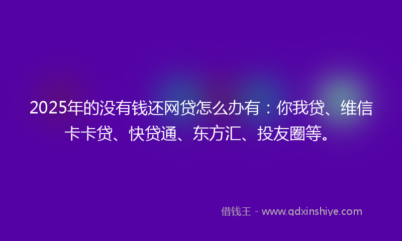 2025年的没有钱还网贷怎么办有：你我贷、维信卡卡贷、快贷通、东方汇、投友圈等。
