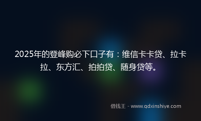 2025年的登峰购必下口子有：维信卡卡贷、拉卡拉、东方汇、拍拍贷、随身贷等。