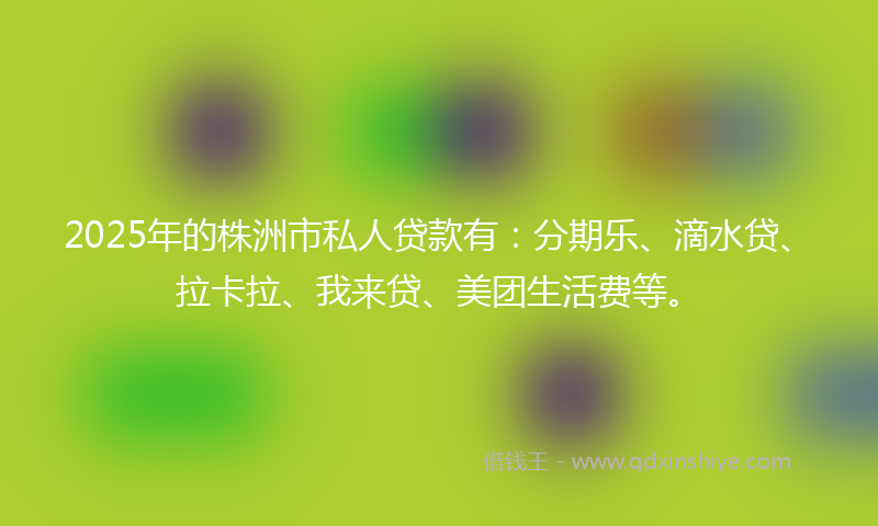 2025年的株洲市私人贷款有：分期乐、滴水贷、拉卡拉、我来贷、美团生活费等。
