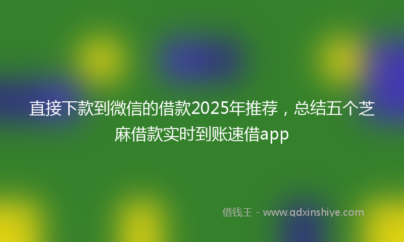 直接下款到微信的借款2025年推荐，总结五个芝麻借款实时到账速借app