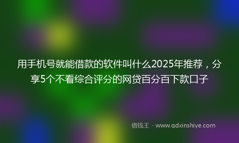 用手机号就能借款的软件叫什么2025年推荐，分享5个不看综合评分的网贷百分百下款口子