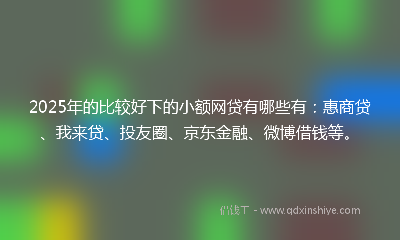 2025年的比较好下的小额网贷有哪些有：惠商贷、我来贷、投友圈、京东金融、微博借钱等。