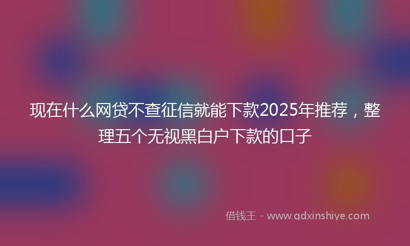 现在什么网贷不查征信就能下款2025年推荐，整理五个无视黑白户下款的口子