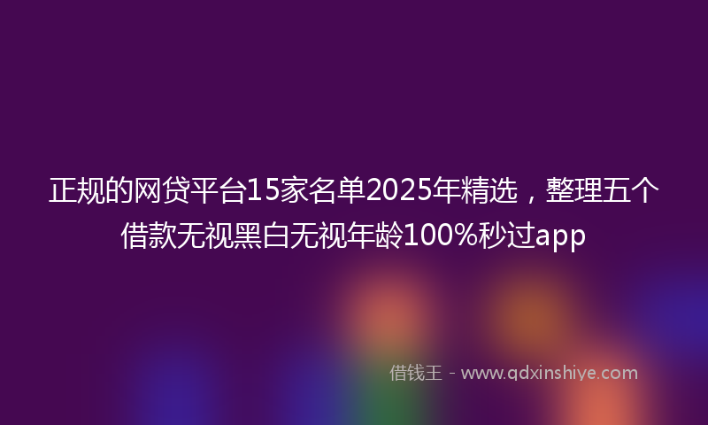 正规的网贷平台15家名单2025年精选，整理五个借款无视黑白无视年龄100%秒过app