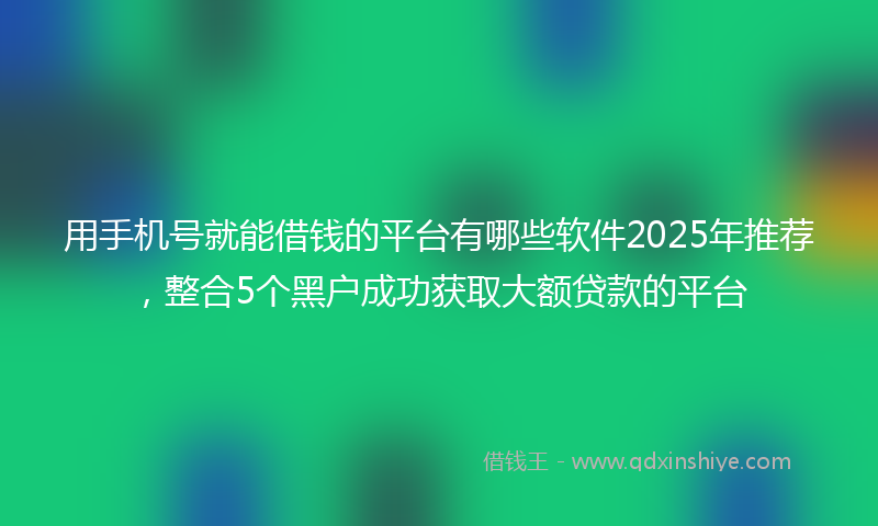 用手机号就能借钱的平台有哪些软件2025年推荐，整合5个黑户成功获取大额贷款的平台
