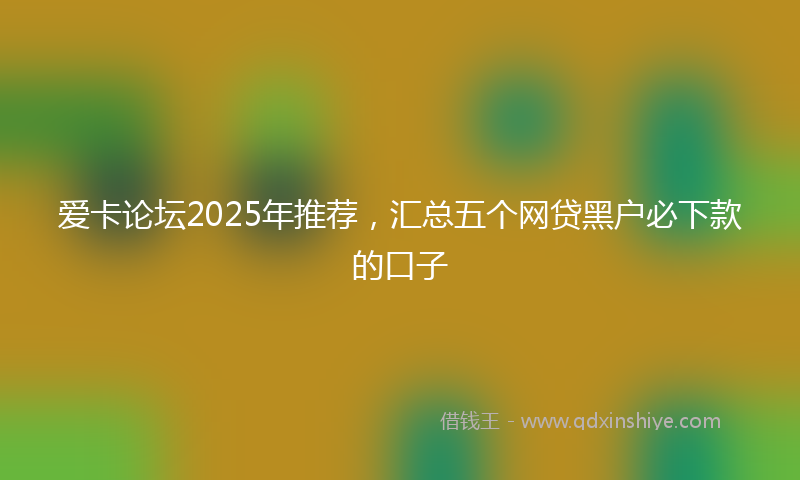 爱卡论坛2025年推荐，汇总五个网贷黑户必下款的口子